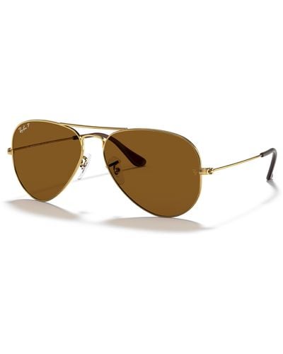 Ray-Ban Aviator Gradient Sunglasses Frame Brown Lenses Polarized - Black