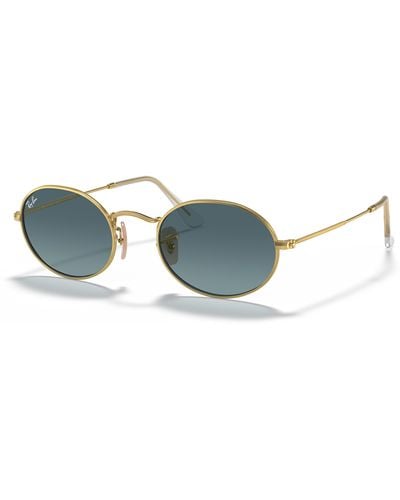 Ray-Ban Oval Sunglasses Frame Blue Lenses - Black