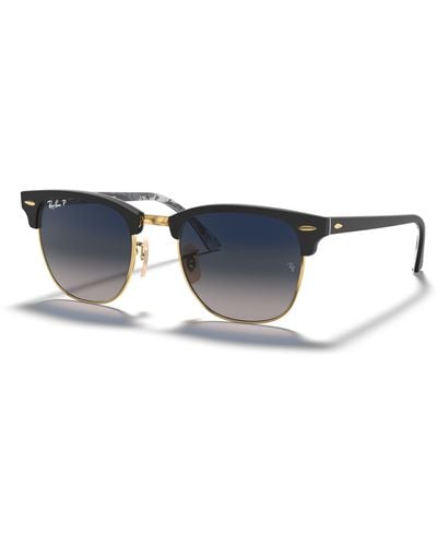 Ray-Ban Clubmaster @collection lunettes de soleil monture verres bleu polarisé - Noir