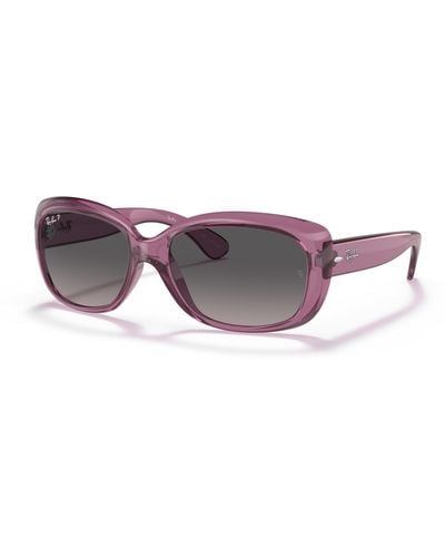 Ray-Ban Jackie Ohh Transparent Sunglasses Transparent Violet Frame Gray Lenses Polarized 58-17 - Black