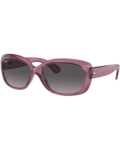 Ray-Ban Jackie Ohh Transparent Sunglasses Transparent Violet Frame Grey Lenses Polarized 58-17 - Black