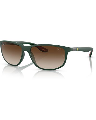 Ray-Ban Rb4394m Scuderia Ferrari Collection Sunglasses Green Frame Brown Lenses 61-14 - Black