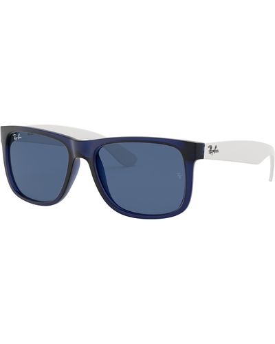 Ray-Ban Justin Colour Mix Sunglasses White Frame Blue Lenses 54-17 - Black