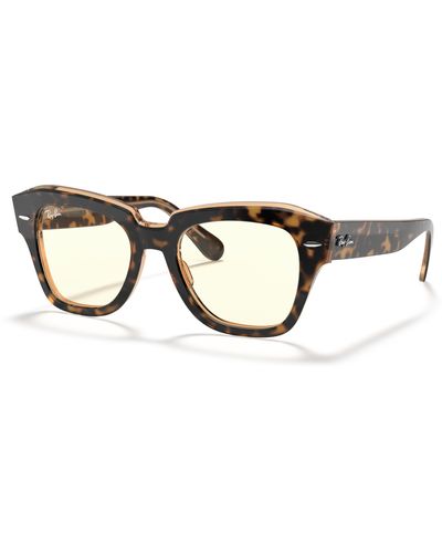 Ray-Ban STATE STREET Lunettes de soleil Monture Écaille de tortue Verres Gris 49-20 - Noir