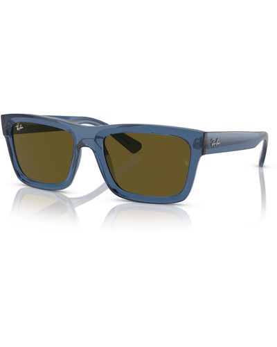 Ray-Ban Sunglasses Unisex Warren Bio-based - Transparent Dark Blue Frame Brown Lenses 54-20 - Black