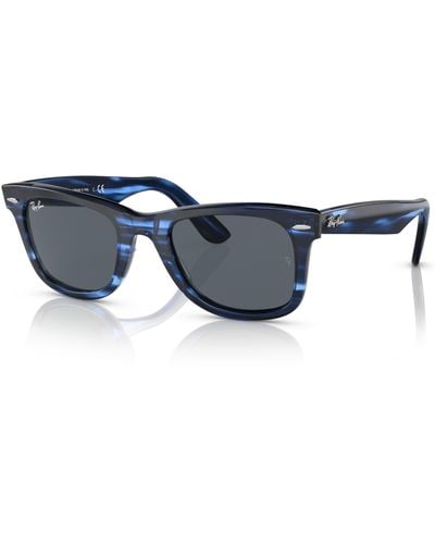 Ray-Ban ORIGINAL WAYFARER BIO-ACETATE Gafas de sol Azul a Rayas Montura Azul Lentes 50-22 - Negro