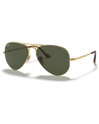 Ray-Ban Aviator Metal Ii Sunglasses Frame Green Lenses - Black