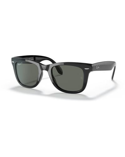 Ray-Ban Sunglasses Wayfarer Folding Classic - Black Frame Green Lenses 50-22