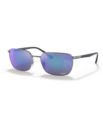 Ray-Ban Sunglasses Unisex Rb3684ch Chromance - Blue Frame Gray Lenses Polarized 58-18 - Black