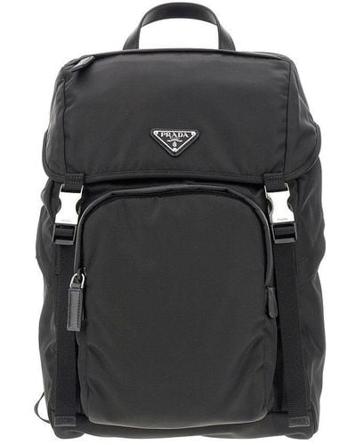 Prada Re-Nylon Backpack With Triangle Logo - Black