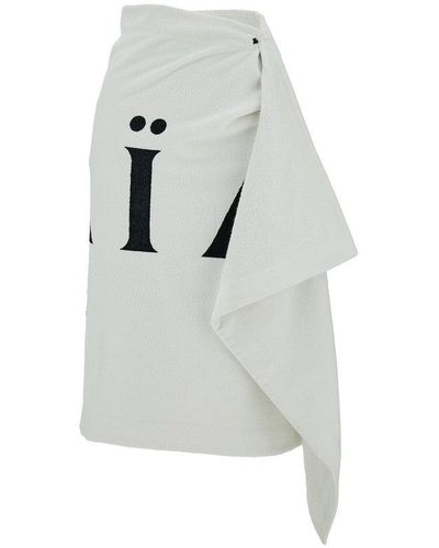 Alaïa Terry Towel Skirt With Logo - White