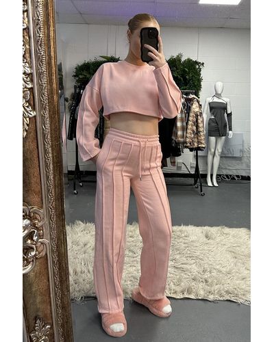 Rebellious Fashion Binding Detail Loungewear Co-ord Set - Ceri - Pink