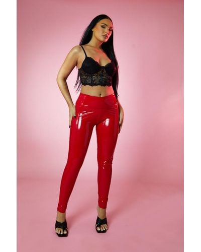 Rebellious Fashion Shiny Vinyl Pu leggings - Kalai - Pink