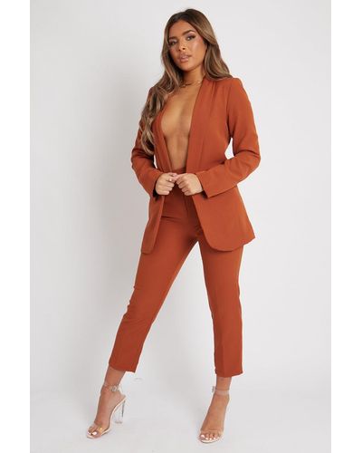 Rebellious Fashion Tailored Blazer And Trouser Set - Raea - Orange