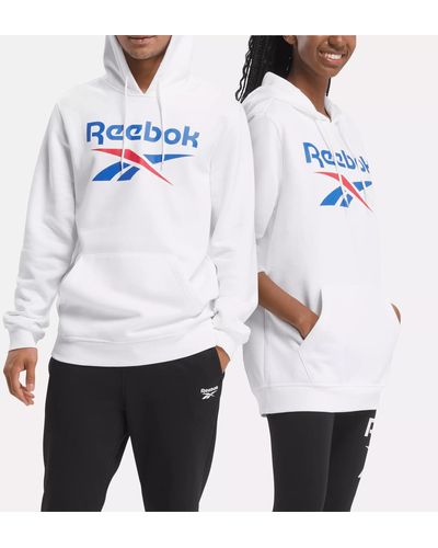 Reebok Identity Fleece Stacked Logo Pullover Hoodie - White
