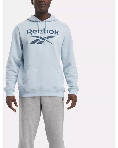 Reebok Identity Fleece Stacked Logo Pullover Hoodie - Blue