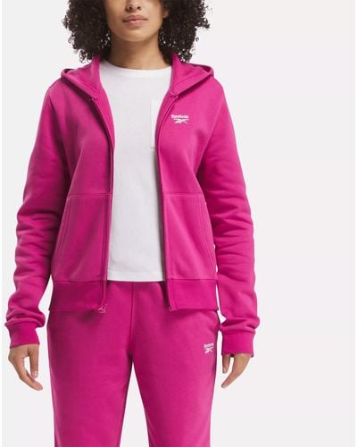 Reebok Identity Small Logo Fleece Full-zip Hoodie - Pink