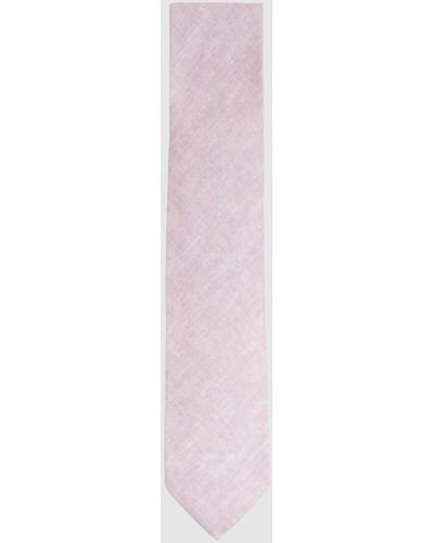 Reiss Vitali - Soft Rose Linen Tie, One - Pink