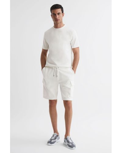 Reiss Oliver - White Interlock Jersey Cargo Shorts