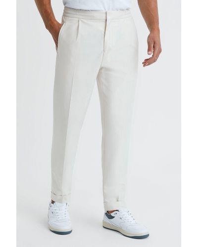 Reiss Brighton - Ecru Relaxed Drawstring Pants With Turn-ups - White