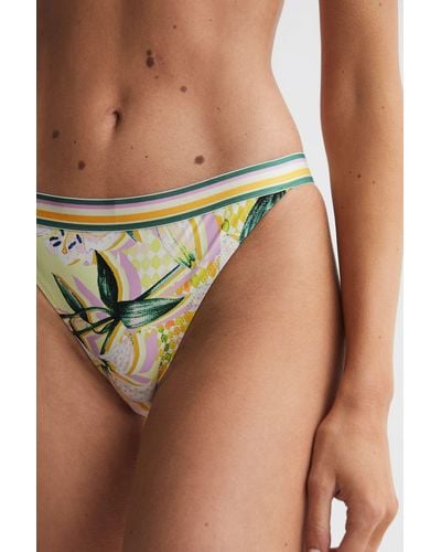 Reiss Faye - Yellow Print Floral Print Bikini Bottoms - Multicolor