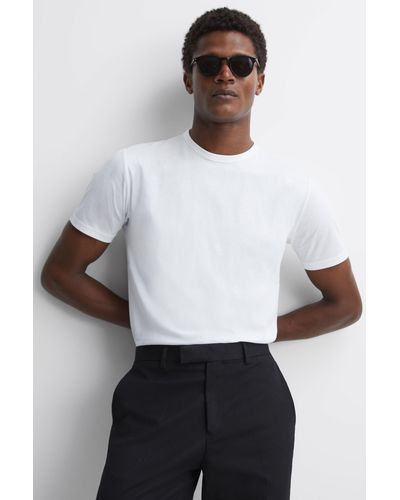 Reiss Capri - White Cotton Crew Neck T-shirt