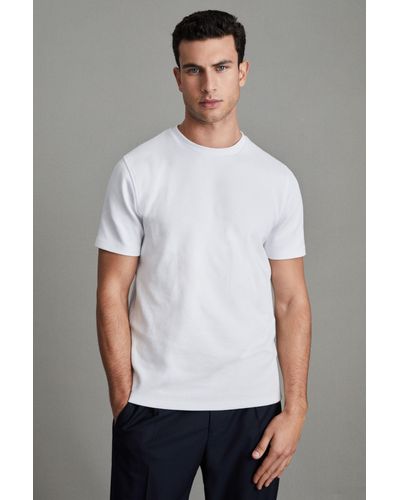 Reiss Cooper - White Slim Fit Honeycomb T-shirt, Uk 2x-large