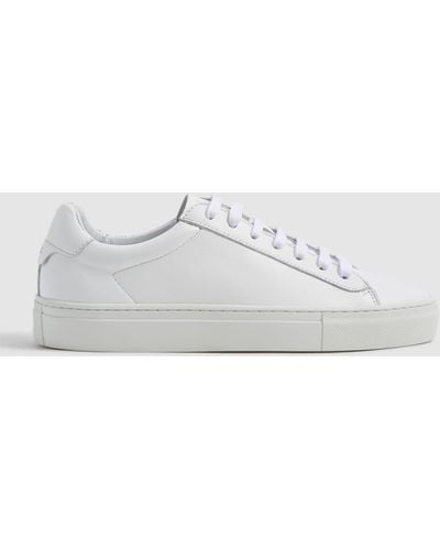 Reiss Finley - White Lace Up Leather Sneakers, Us 6.5
