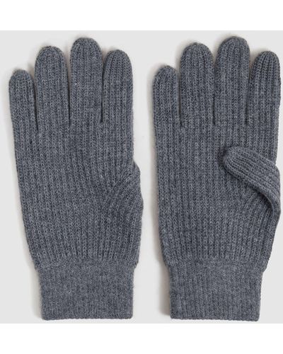 Reiss Lawson - Charcoal Merino Wool Ribbed Gloves, One - Gray