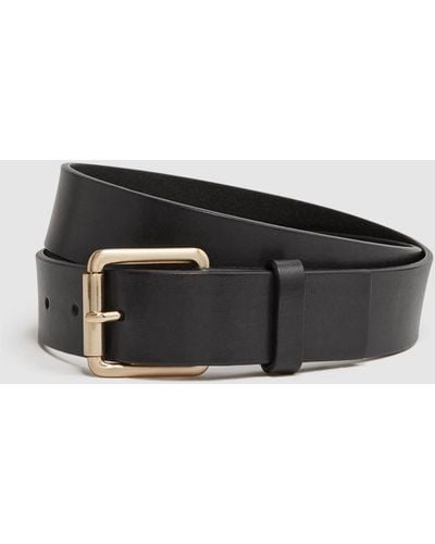 Reiss Grayson - Black Leather Rivet Belt, 38