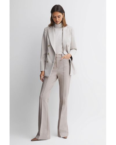 Reiss Dylan - Neutral Flared High Rise Pants - Natural