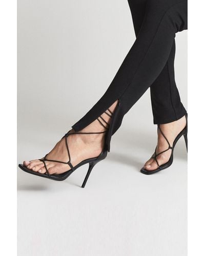 Reiss High - Black Kali Leather Strappy Wrap Sandals