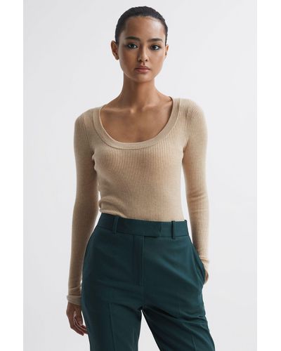 Reiss Sian - Neutral Knitted Fitted Top - Green