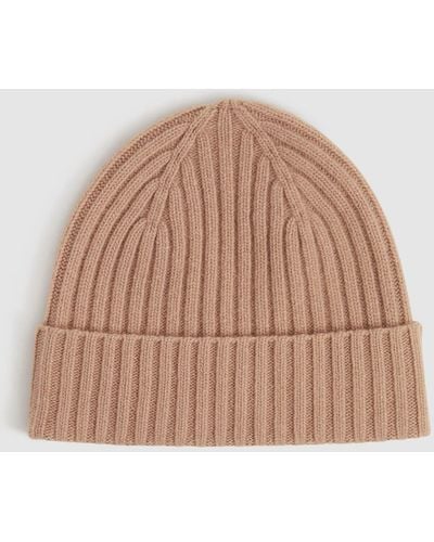 Reiss Laura - Pink Cashmere-wool Beanie Hat - Natural