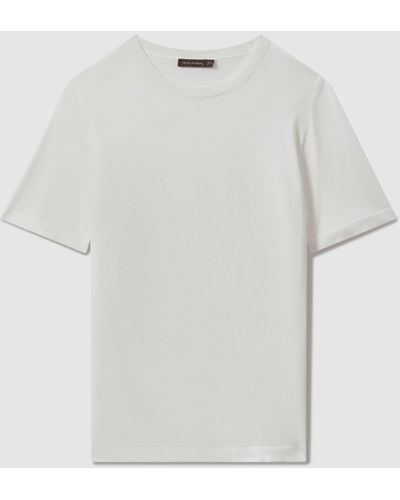 Oscar Jacobson Oscar Knitted Cotton Crew Neck T-shirt - White