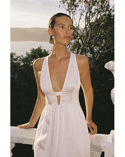 Reiss Yana - White Cotton Blend High-low Midi Dress - Natural