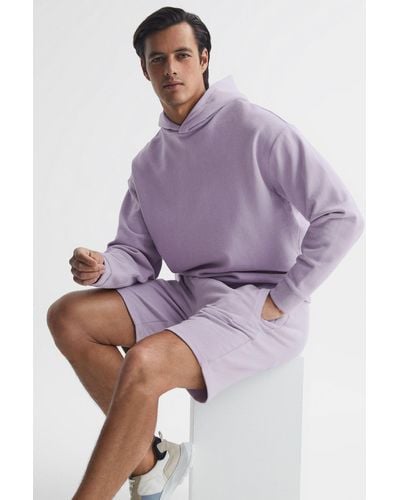 Reiss Kace - Lilac Garment Dye Hoodie, S - Purple