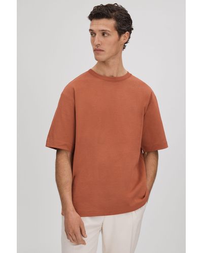 Reiss Tate - Raw Sienna Oversized Garment Dye T-shirt - Orange