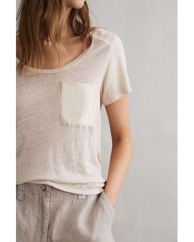 Reiss Camilla - Stone Camilla Woven Linen Short Sleeve T-shirt, M - Natural