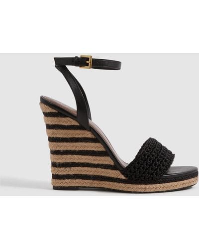 Reiss Selene - Black/neutral Crochet Wedges Heels