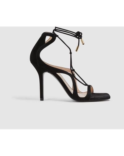 Reiss Kate - Black Leather Strappy High Heel Sandals, Us 7.5 - White