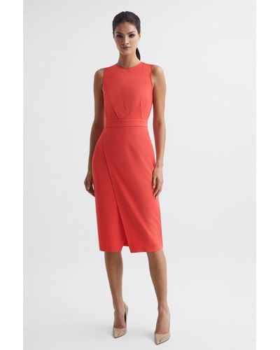 Reiss Layla - Coral Sleeveless Bodycon Dress, Us 4 - Red