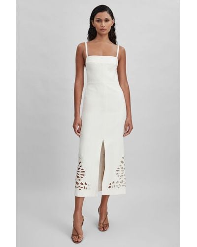 Acler Linen Blend Cut-out Midi Dress - White