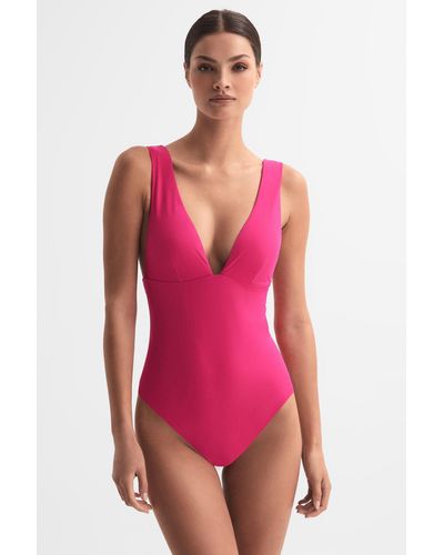 Reiss Luna - Pink Italian Fabric Swimsuit