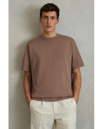 Reiss Tate - Deep Taupe Oversized Garment Dye T-shirt - Brown