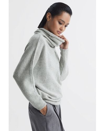 Reiss Eva - Light Gray Wool Blend Turtle Neck Sweater