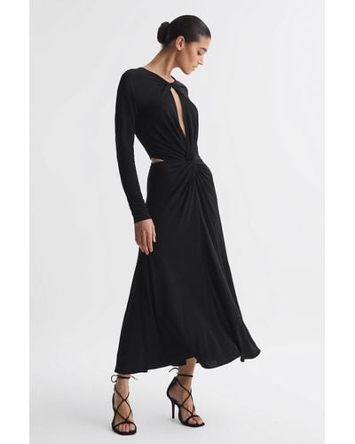 Reiss Faye - Black Twist Cut-out Midi Dress