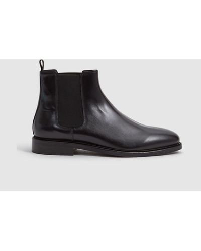 Reiss Tenor - Black Leather Chelsea Boots, Us 10