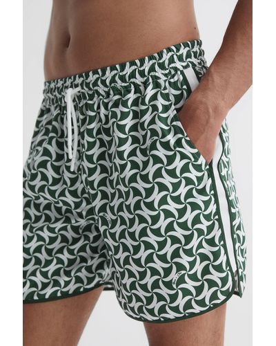 Reiss Runner - Green/white | Ché Printed Drawstring Swim Shorts, Xl