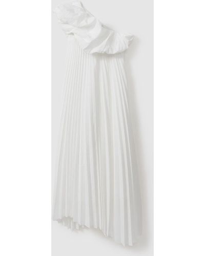 Acler One-shoulder Asymmetric Midi Dress - White